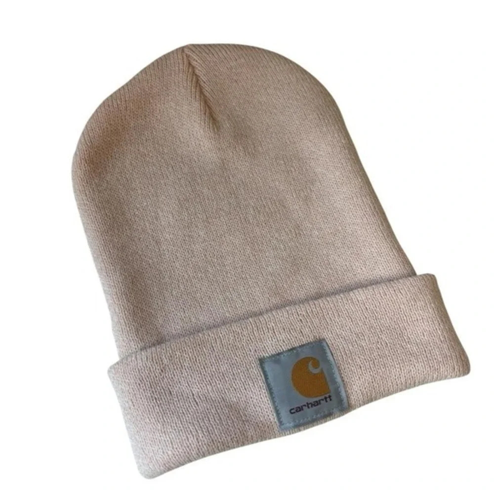 Carhartt‎ Pink Knit Beanie Hat Logo Patch Winter Y2K Streetwear